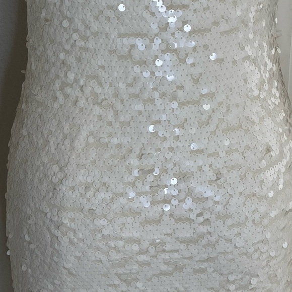 BCBGMaxAzria Nina Sleeveless‎ White Sequin Mini Dress Sz XS Party Bridal Wedding - Picture 9 of 13